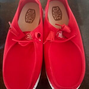 Hey Dude Wendy Slub Canvas Shoes Red | Women’s Size 9 | Lightweight Comfort
